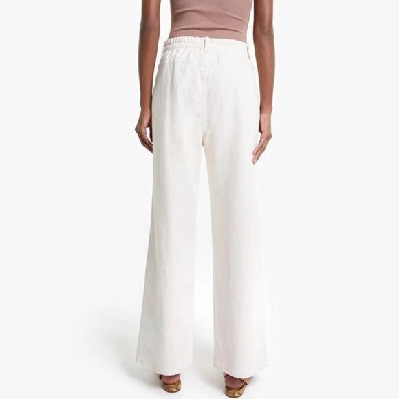 Mother Half Spring Pleated Greaser Size 25 Natural Cream Wide Crop Ankle Jeans - Picture 7 of 16